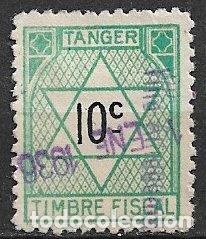 Sellos: T&Aacute;NGER Timbre Fiscal, 10 cts, verde (o)