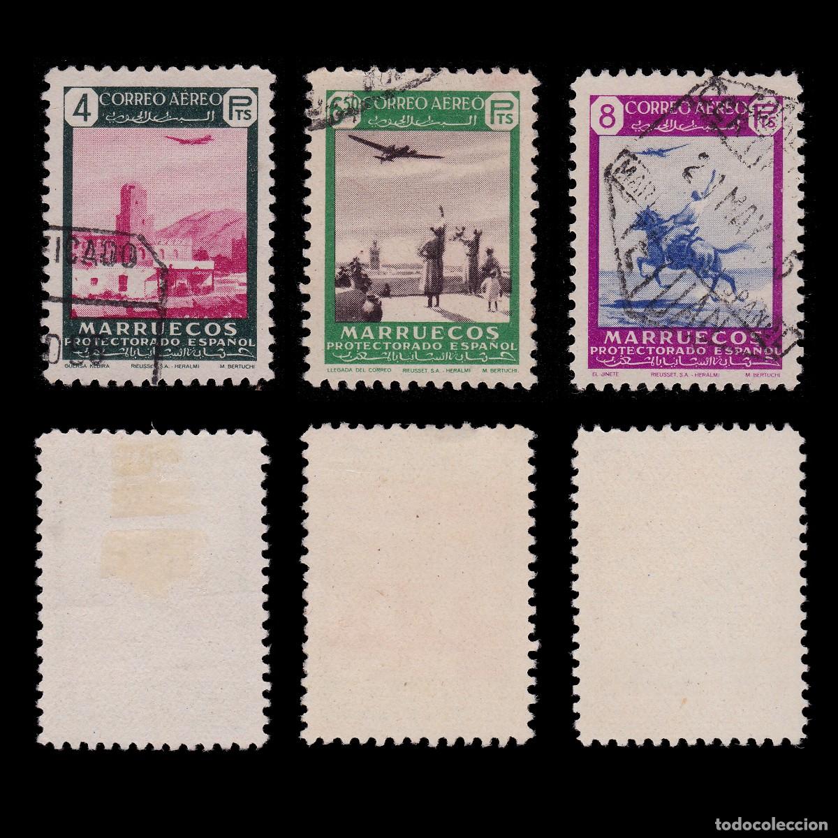 Sellos: MARRUECOS ESPA&Ntilde;OL.1949. Matasello. Edifil 302-304 + OBSEQUIO.