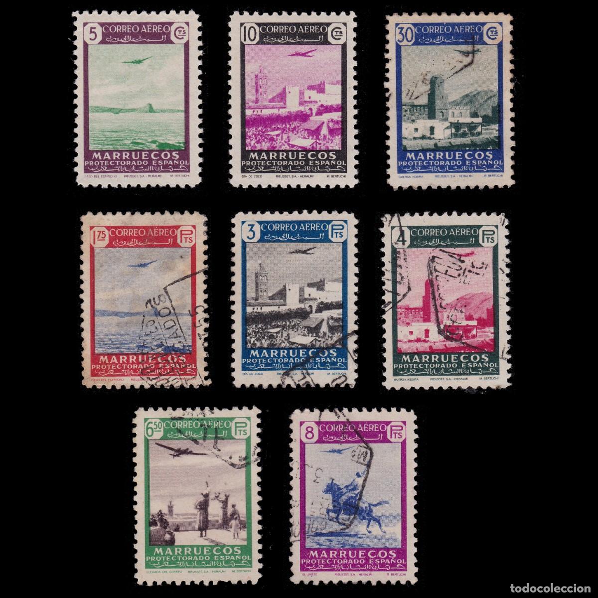 Sellos: MARRUECOS ESPA&Ntilde;OL.1949.Serie Matasello. Edifil 297-304 + OBSEQUIO.
