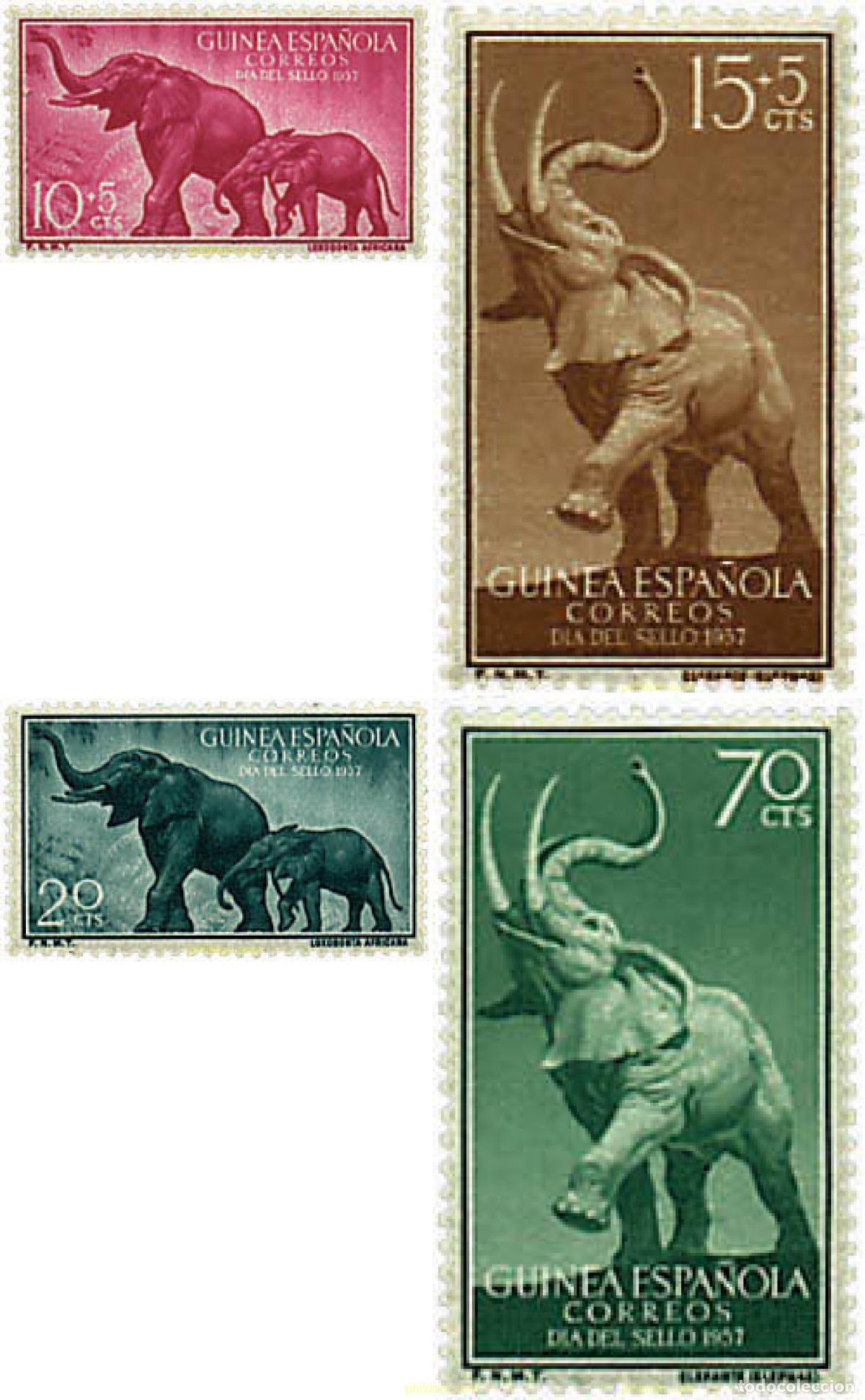 Sellos: 54142 MNH GUINEA ESPA&Ntilde;OLA 1957 ELEFANTES