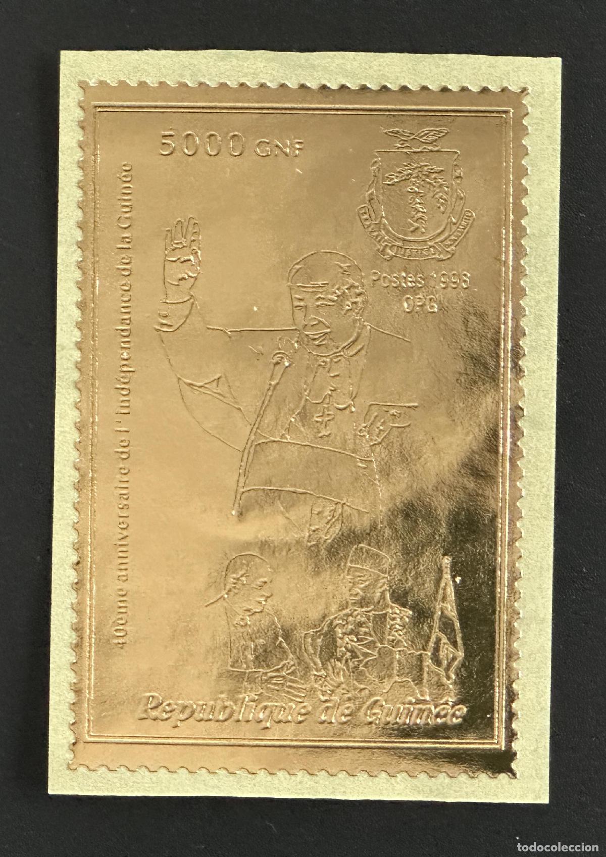 Sellos: Guinea 1998 Oro 40 aniversario de la independencia Papa Juan Pablo II