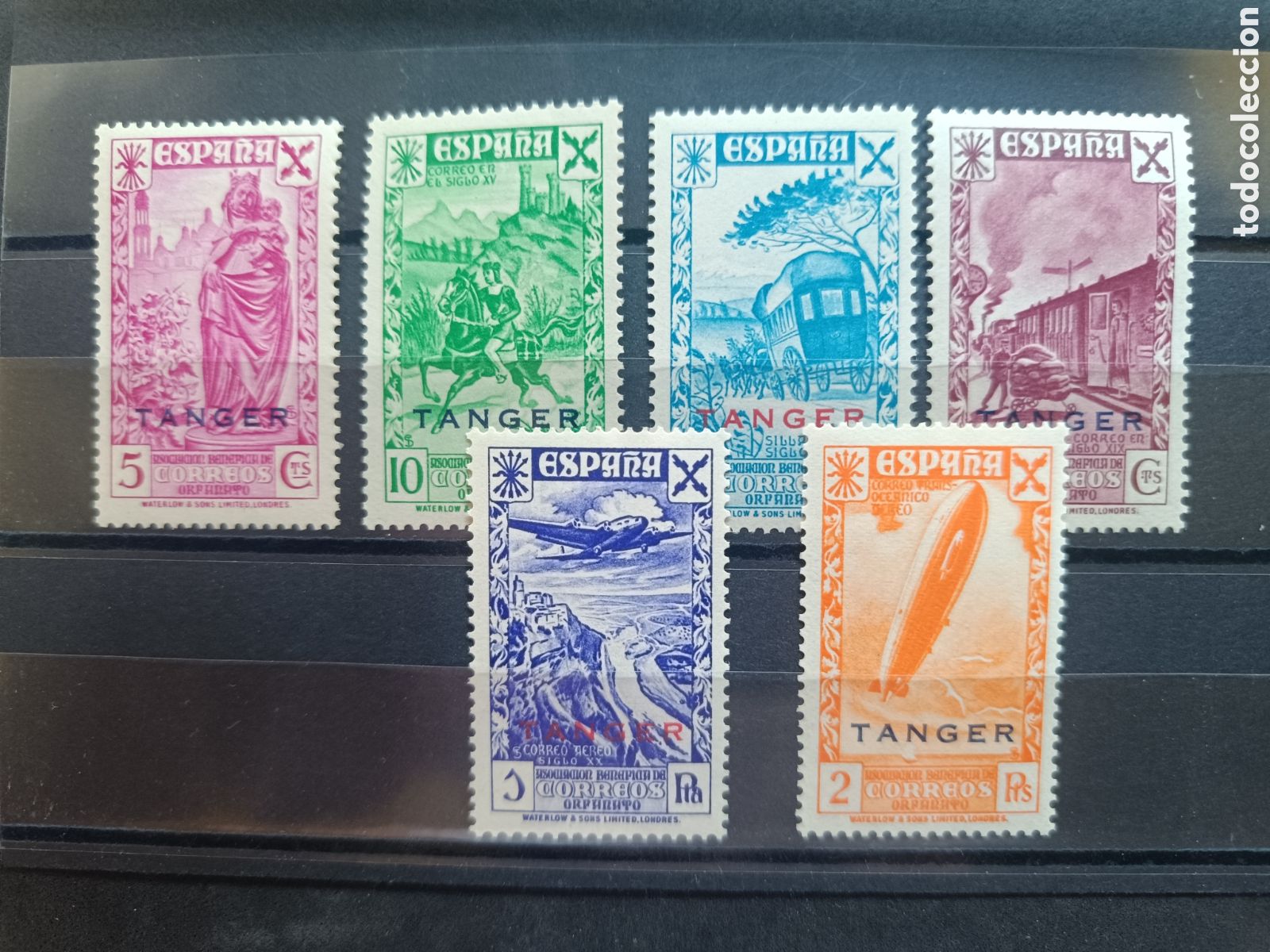 Sellos: Tanger - 1938 - Beneficencia - 6/11 - **/MNH - Serie Historia Correo / completa 6 sellos