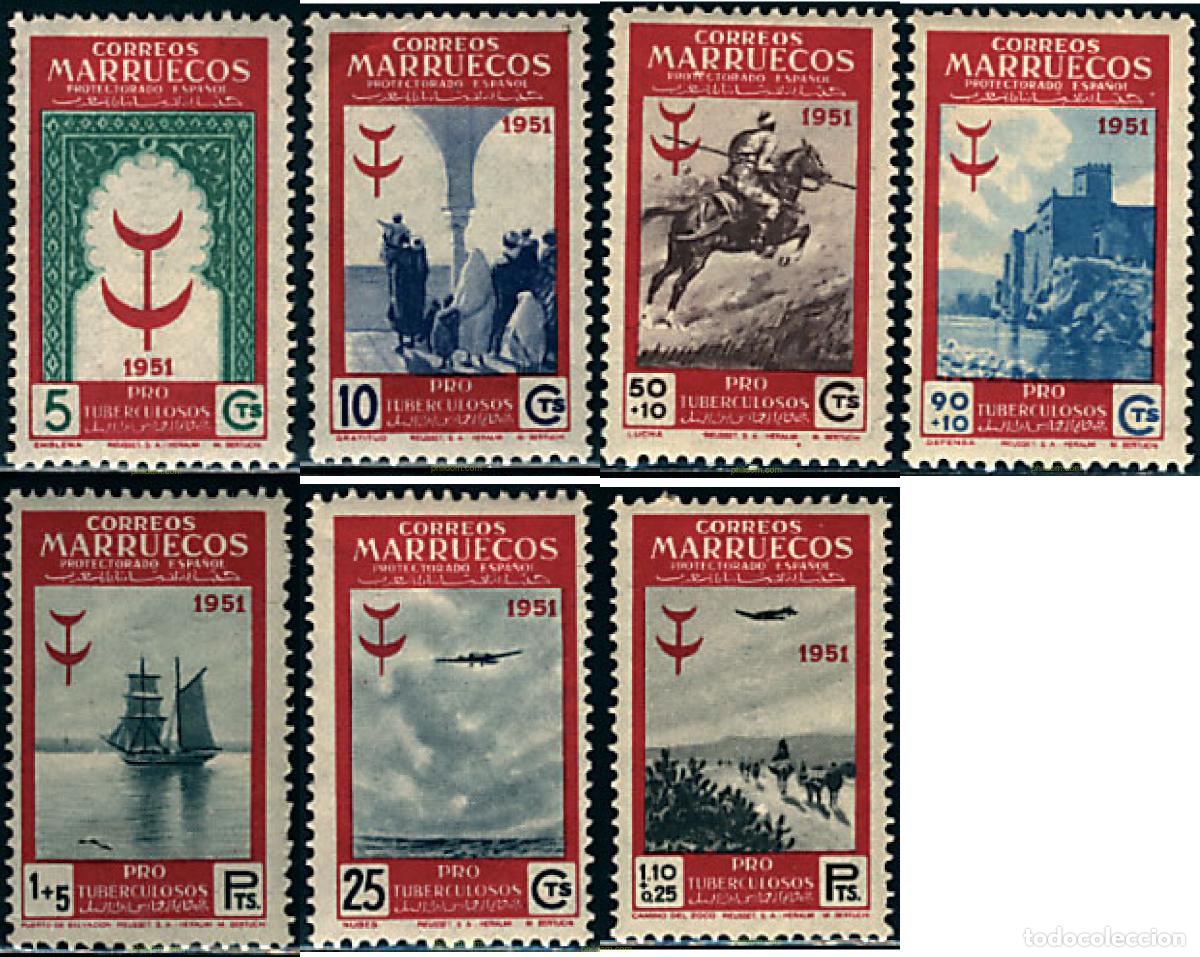 Sellos: 54111 MNH MARRUECOS ESPA&Ntilde;OL 1951 PRO TUBERCULOSOS