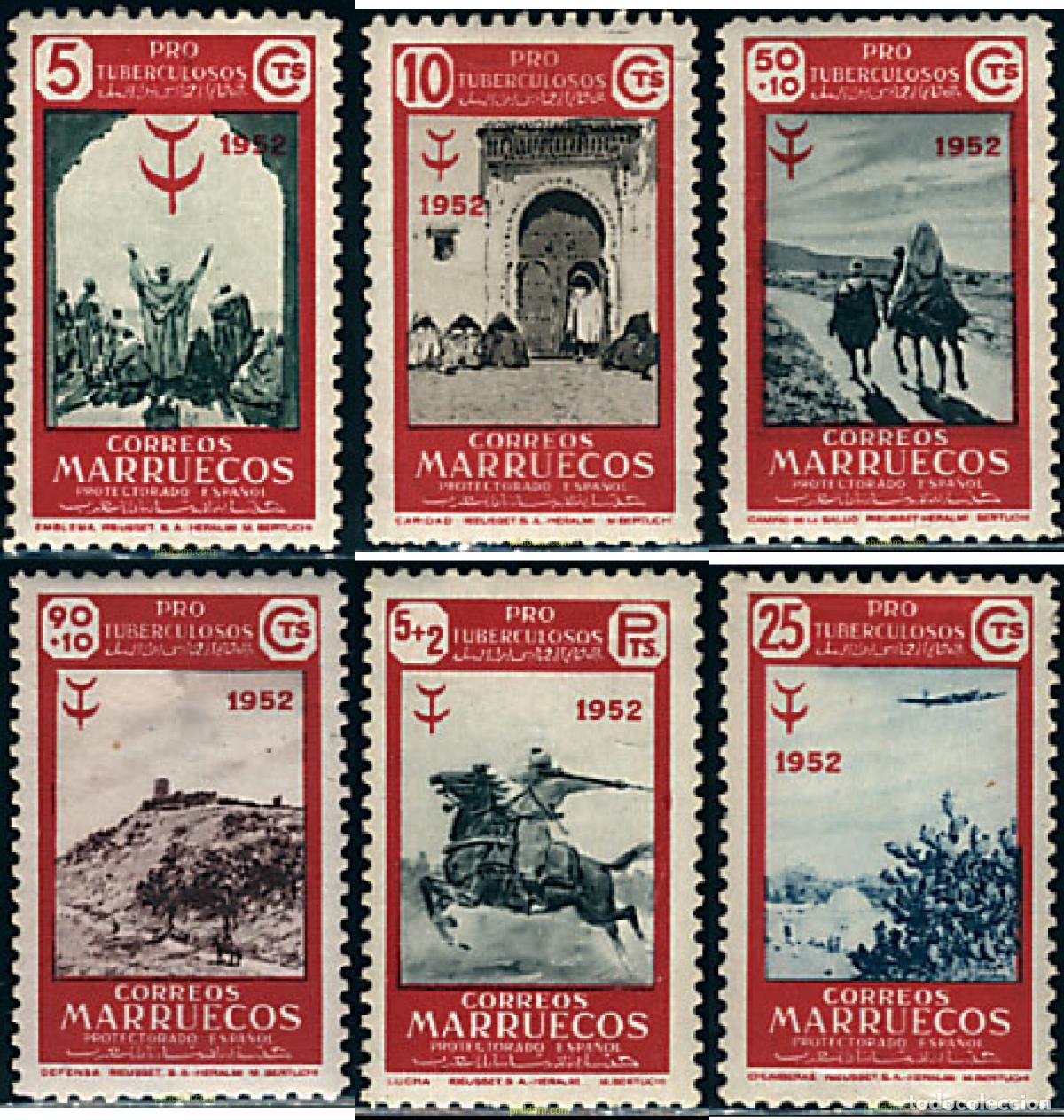 Sellos: 219759 HINGED MARRUECOS ESPA&Ntilde;OL 1952 PRO TUBERCULOSOS