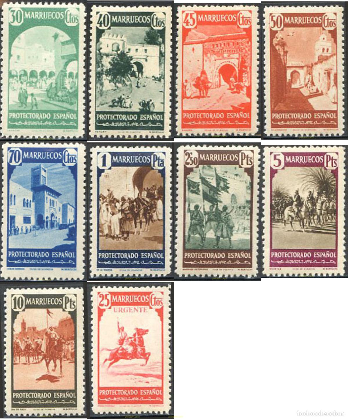 Sellos: 625515 MNH MARRUECOS ESPA&Ntilde;OL 1940 SERIE BASICA