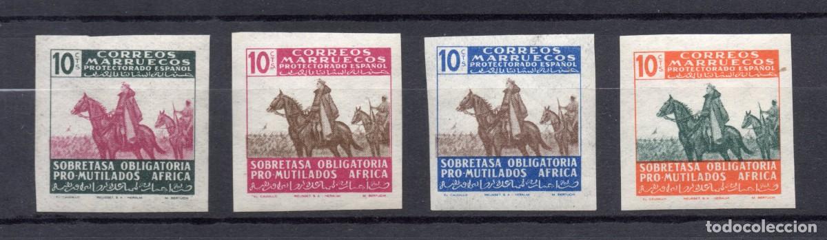 Sellos: MARRUECOS 1945 BENEFICENCIA N&ordm; 32/35 MUTILADOS GUERRA- SIN DENTAR - NUEVOS 125&euro;