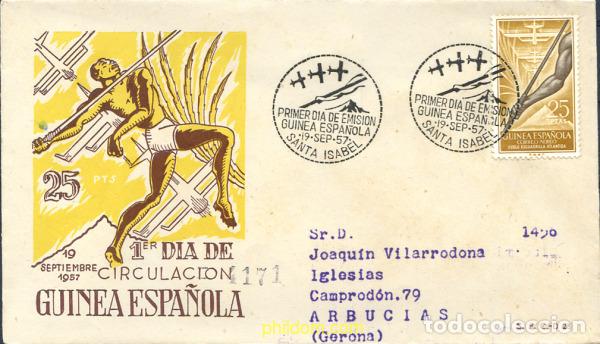 Sellos: 257543 USED GUINEA ESPA&Ntilde;OLA 1957 VUELO DE LA ESCUADRILLA ATLANTIDA