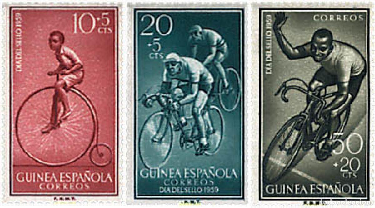 Sellos: 297757 HINGED GUINEA ESPA&Ntilde;OLA 1959 CICLISMO