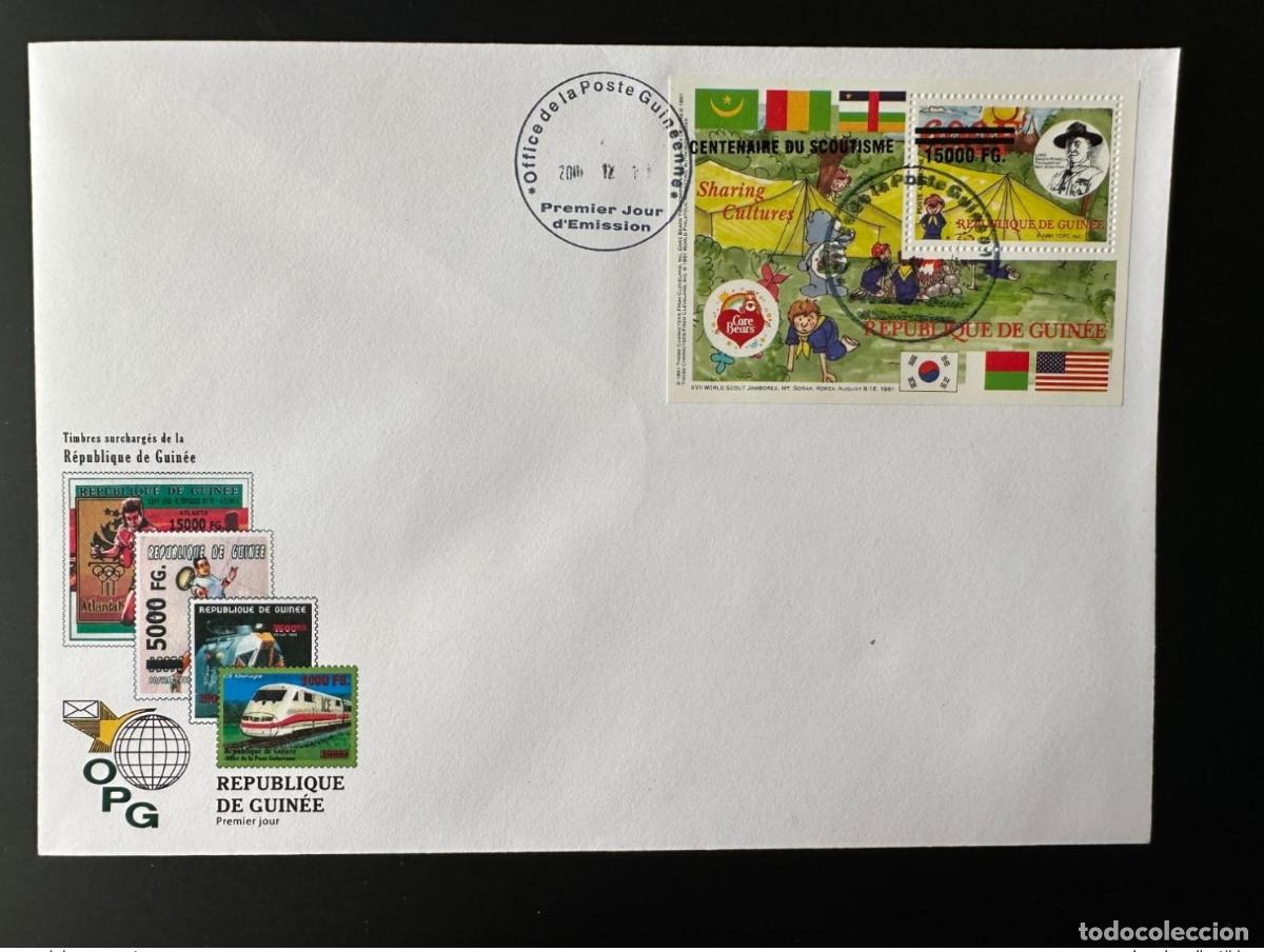 Sellos: Guinea 2008 FDC Mi. Bl. 1643 sobrecargados Scouts Scouting Lord Baden-Powell