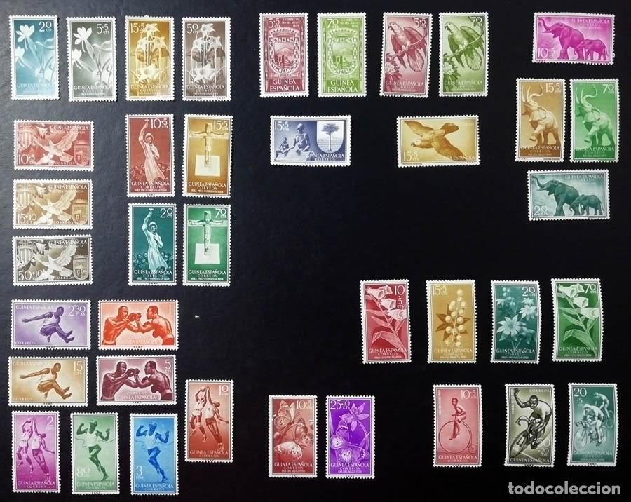 Sellos: 38 sellos de Guinea Espa&ntilde;ola con fijasellos