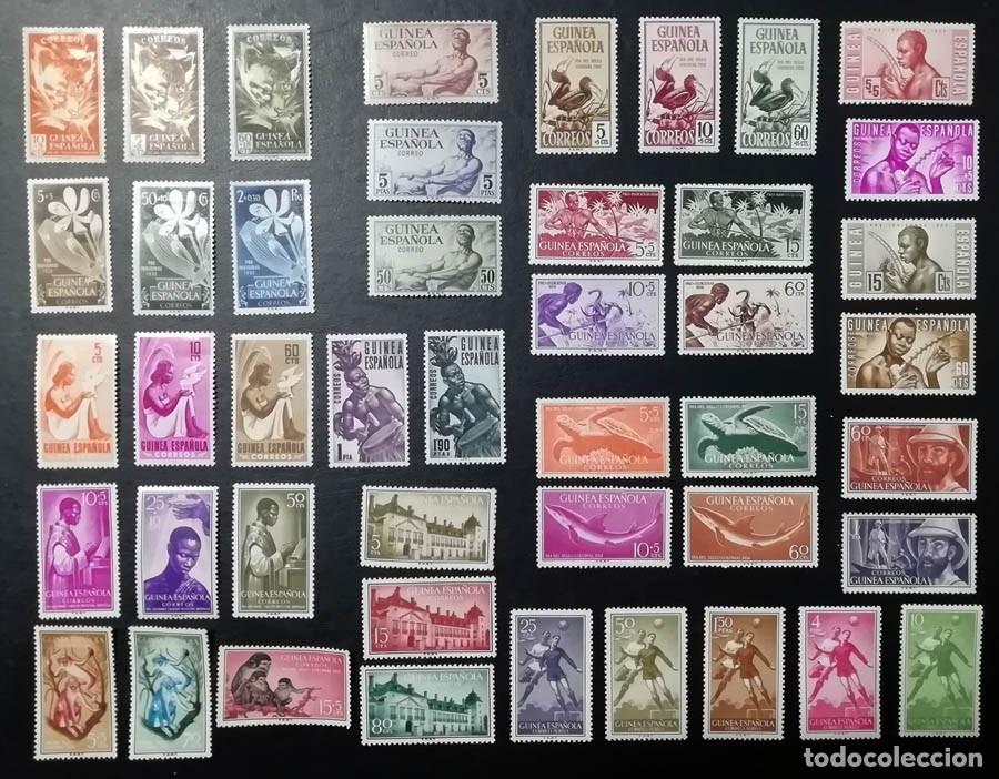 Sellos: 45 sellos de Guinea Espa&ntilde;ola con fijasellos