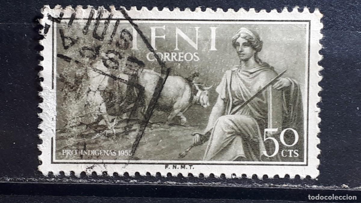 Sellos: IFNI. A&Ntilde;O 1955. &deg;. Edifil 124