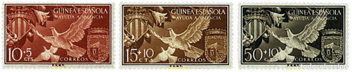 Sellos: 297731 HINGED GUINEA ESPA&Ntilde;OLA 1958 AYUDA A VALENCIA