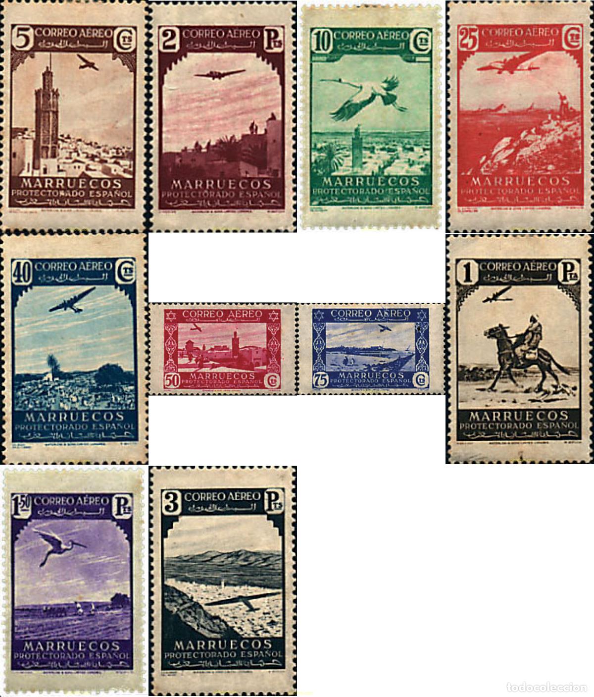 Sellos: 618962 MNH MARRUECOS ESPA&Ntilde;OL 1938 SERIE BASICA