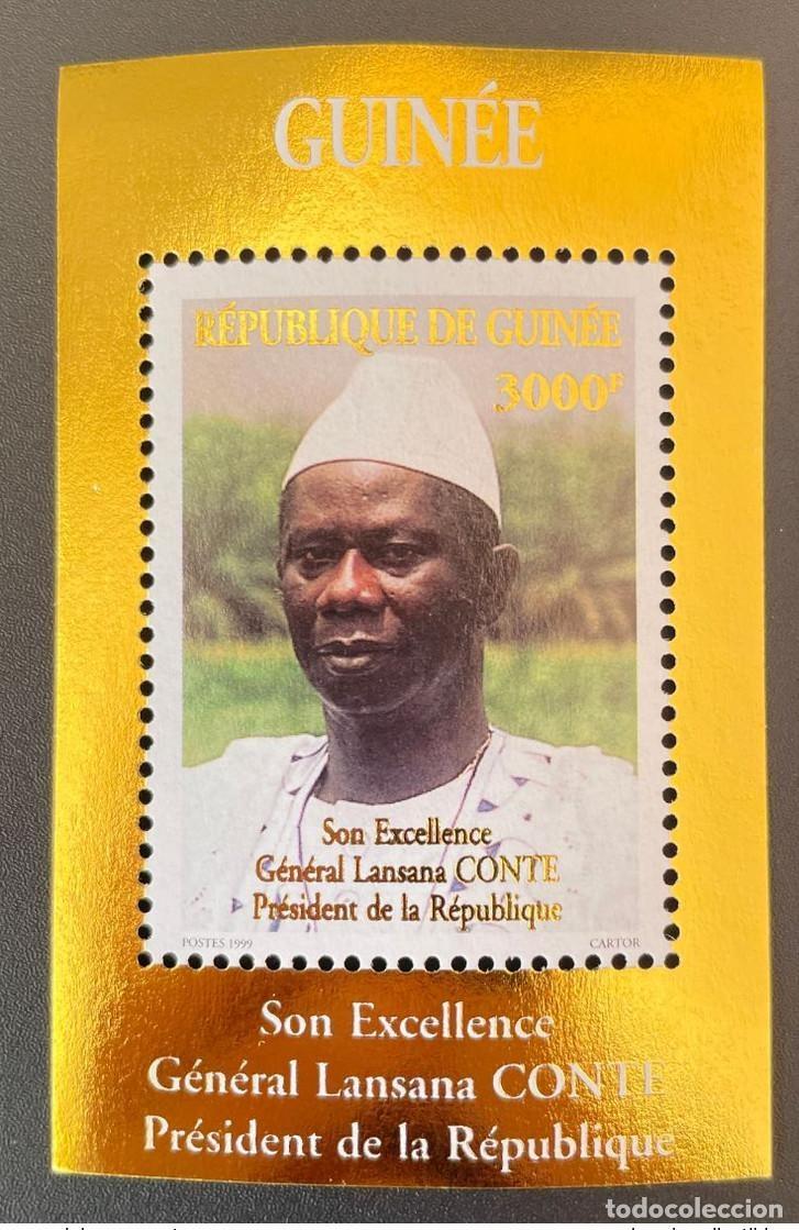 Sellos: Guinea 1999 Mi. Bl. A/128 o Su Excelencia el General Lansana Cont&eacute; Presidente