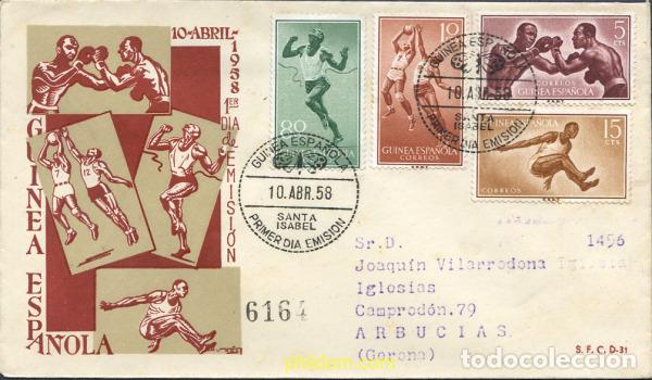 Sellos: 257665 USED GUINEA ESPA&Ntilde;OLA 1958 DEPORTES