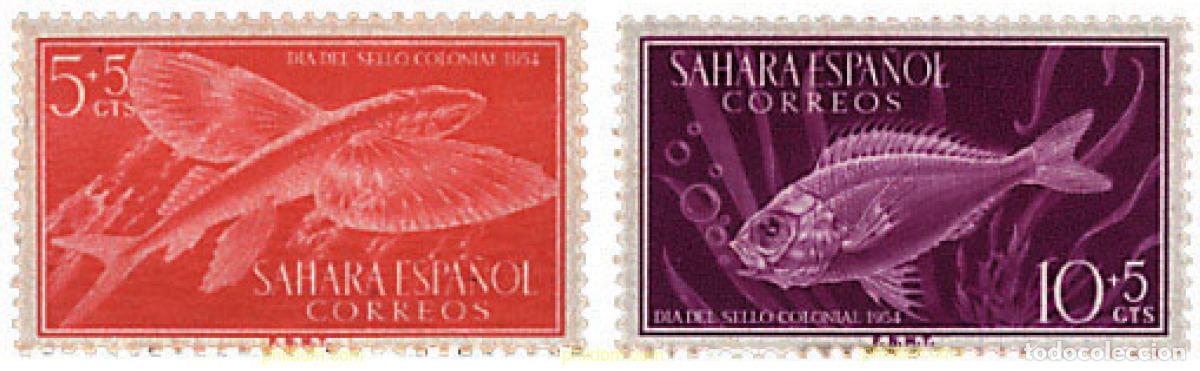 Sellos: 681167 MNH SAHARA ESPA&Ntilde;OL 1954 DIA DEL SELLO COLONIAL