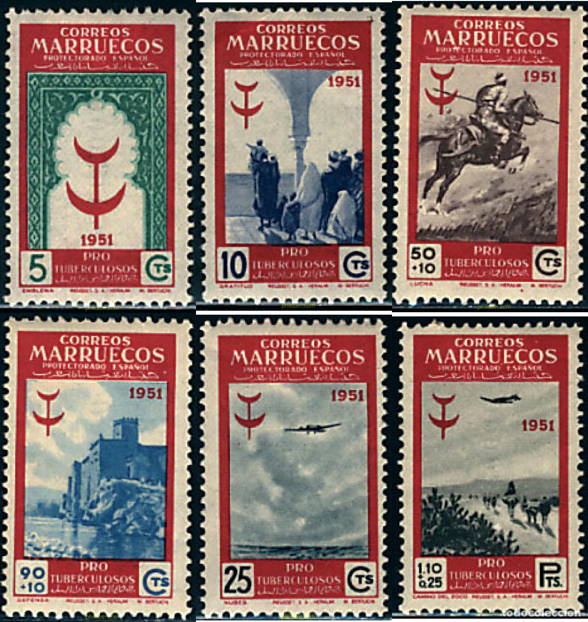 Sellos: 584628 MNH MARRUECOS ESPA&Ntilde;OL 1951 PRO TUBERCULOSOS