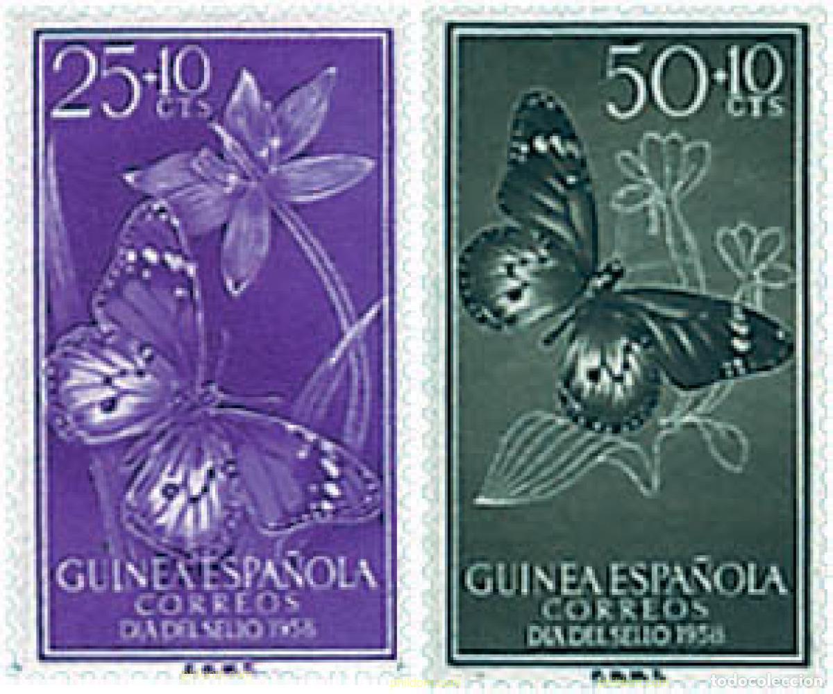 Sellos: 339146 HINGED GUINEA ESPA&Ntilde;OLA 1958 DIA DEL SELLO