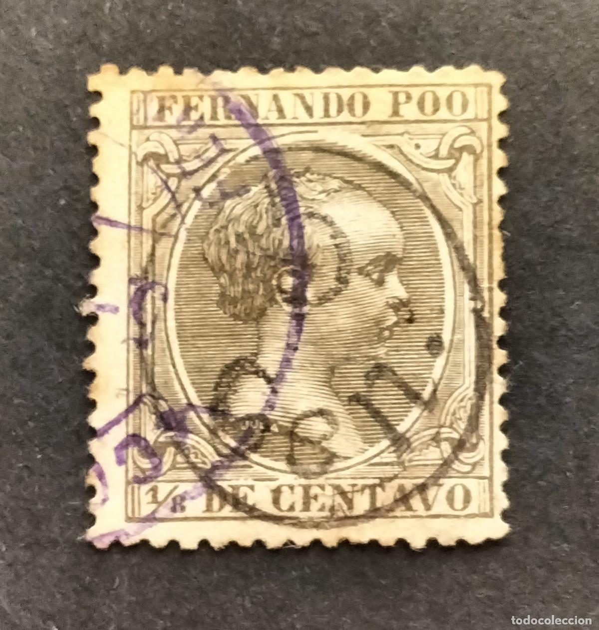 Sellos: SELLO FERNANDO POO 5 C. s. 1/8 VERDEL 1896-1900. Edifil 40.