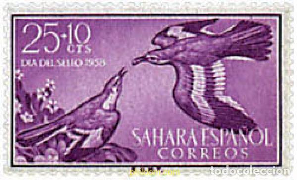 Sellos: 645300 HINGED SAHARA ESPA&Ntilde;OL 1958 DIA DEL SELLO
