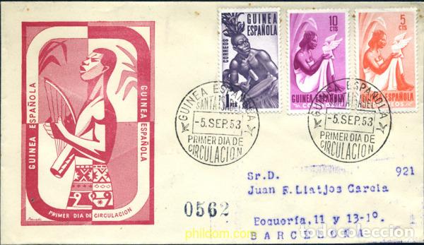 Sellos: 257676 USED GUINEA ESPA&Ntilde;OLA 1953 PRO INDIGENAS
