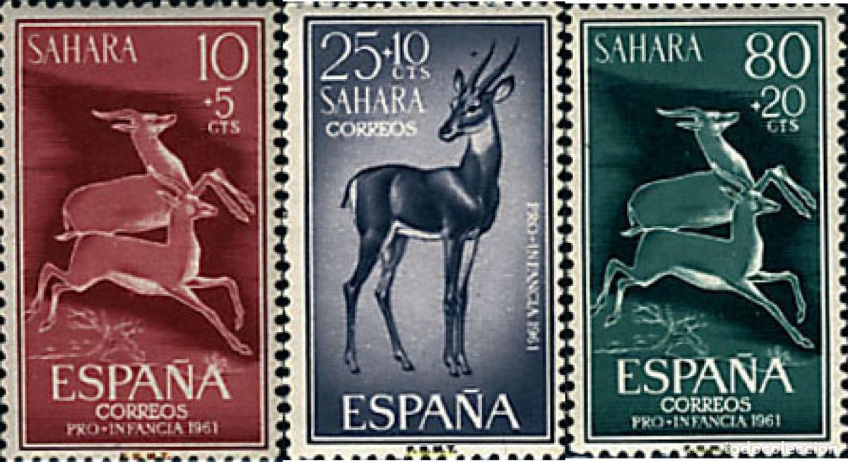 Sellos: 238686 HINGED SAHARA ESPA&Ntilde;OL 1961 PRO INFANCIA INDIGENA