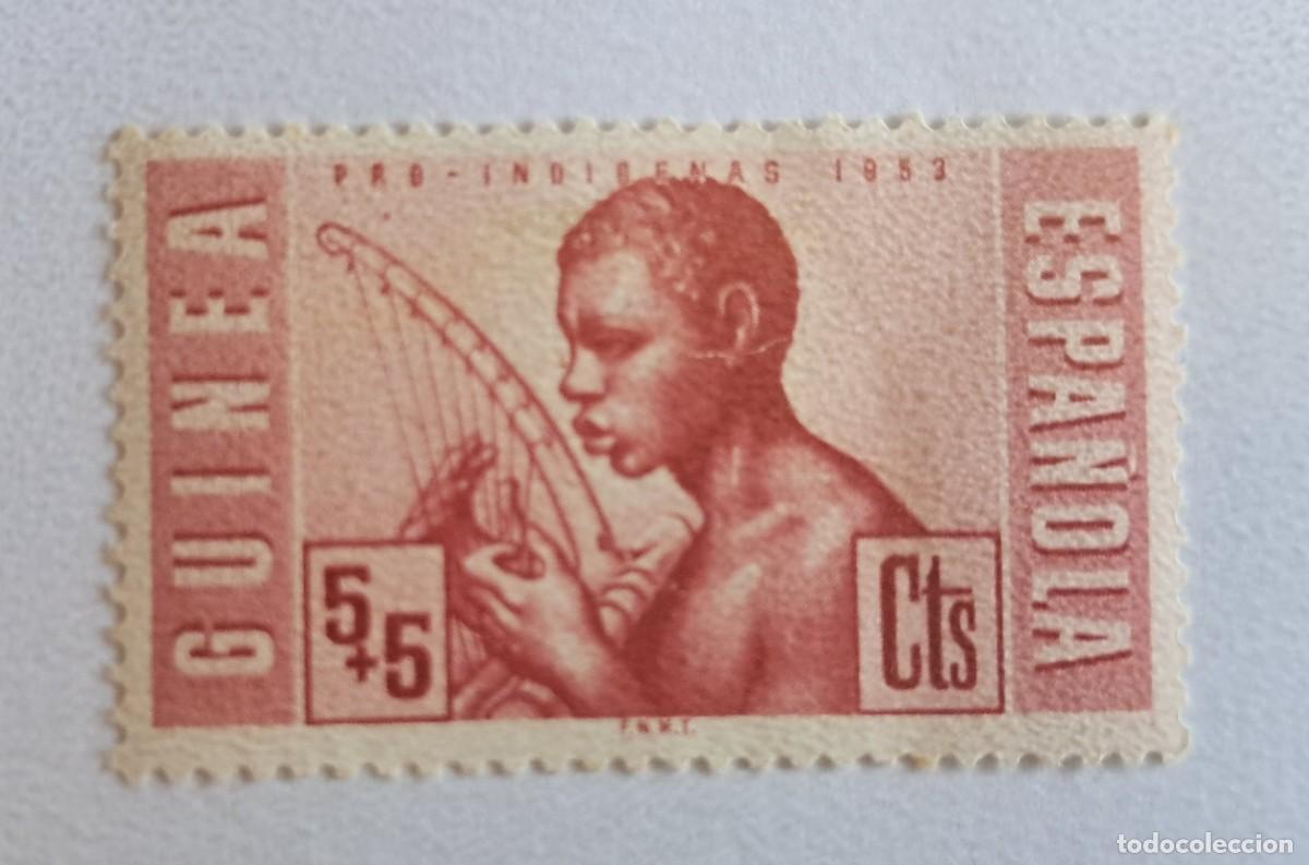 Sellos: Guinea Espa&ntilde;ola 1953 Edifil 321 Sello * Pro Indigenas Instrumentos Musicales
