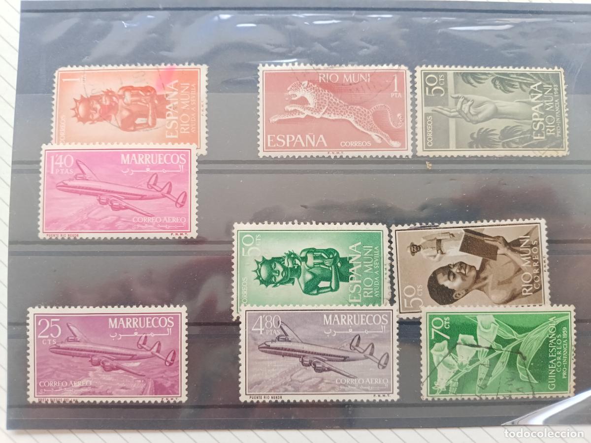 Sellos: Lote de sellos de Marruecos, R&iacute;o Muni, Guinea espa&ntilde;ola