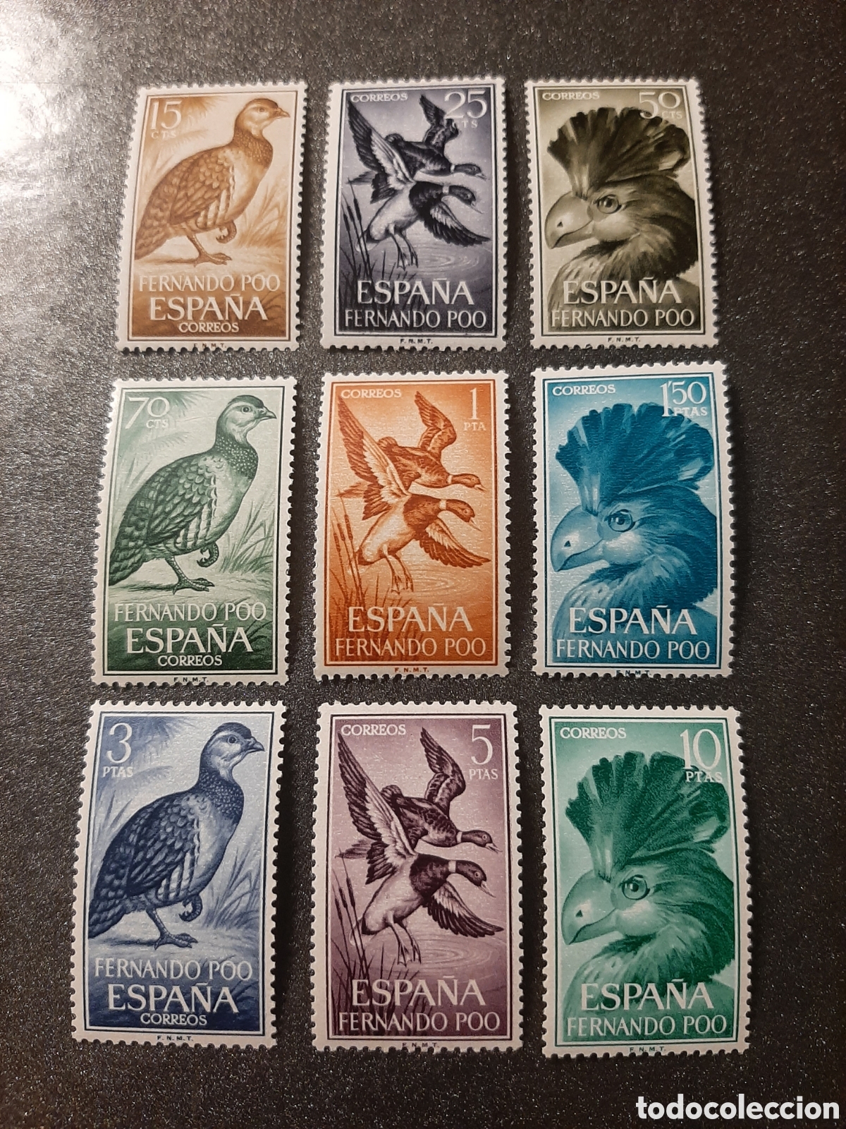 Sellos: FERNANDO POO. Aves; Edifil 226/234.