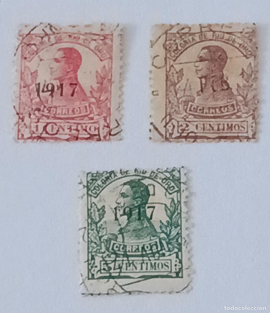 Sellos: Sellos excolonias espa&ntilde;olas Rio de Oro 1917, edifil 91/93, habilitados