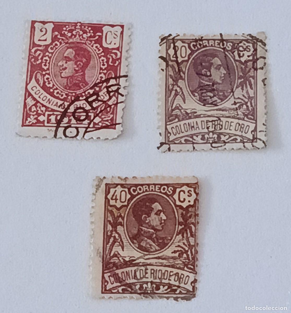 Sellos: Sellos excolonias espa&ntilde;olas Rio de Oro 1909, edifil 46 y 49; 1914, edifil 79. Alfonso XIII