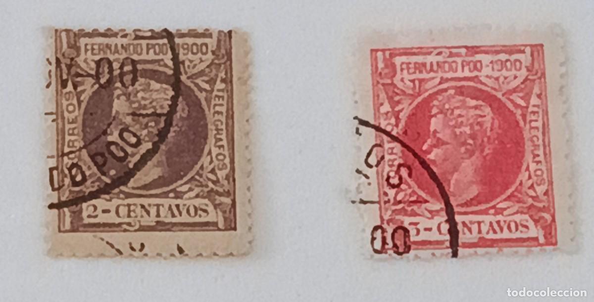 Sellos: Sellos excolonias espa&ntilde;olas Fernando Poo 1900, edifil 80/81, Alfonso XIII, leyenda 1900