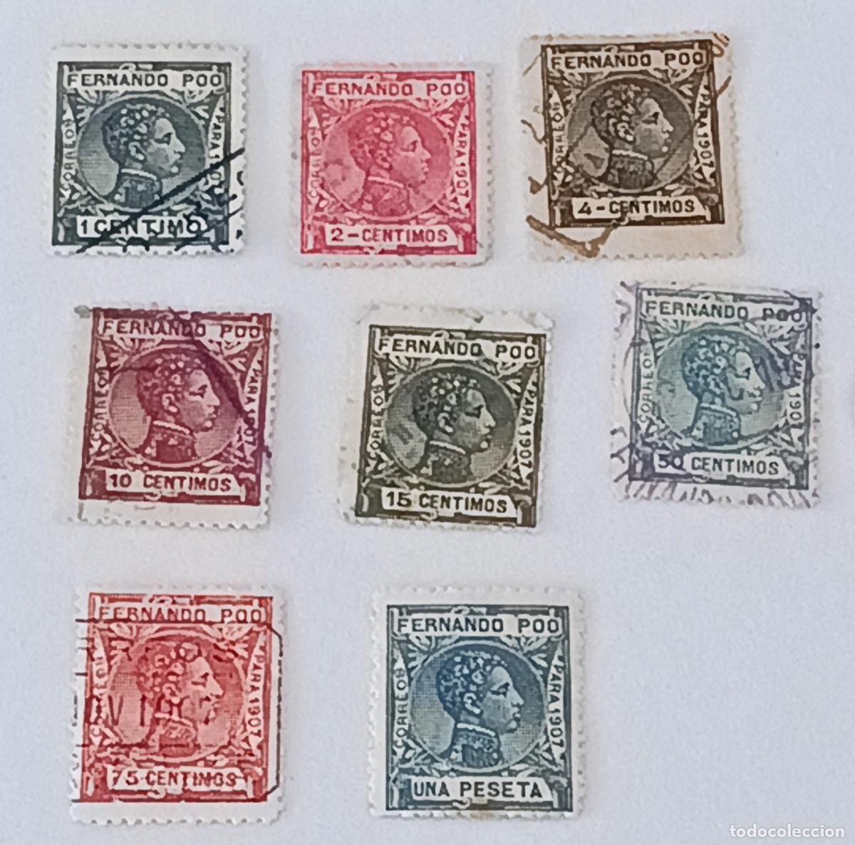 Sellos: Sellos excolonias espa&ntilde;olas Fernando Poo 1907, edifil 152/153, 155, 157/158, 160/162, Alfonso XIII