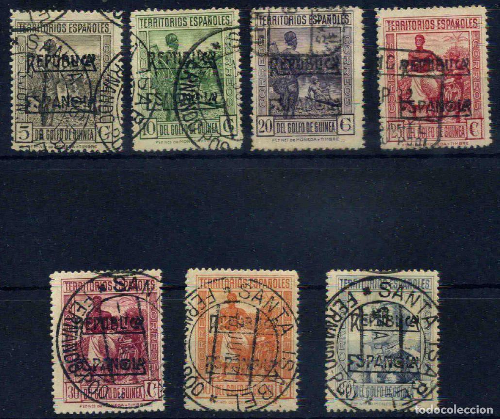 Sellos: Guinea Espa&ntilde;ola 1932 (usados con magn&iacute;ficos matasellos)
