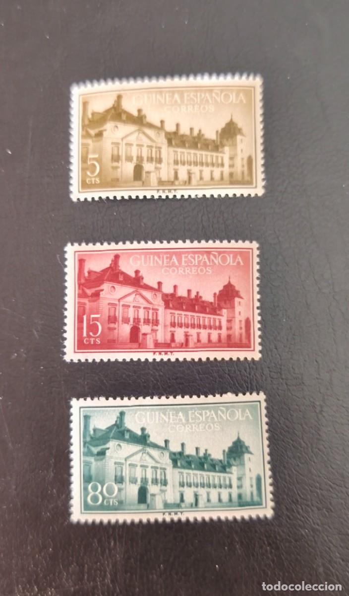 Sellos: Guinea 1955. Tratado del &rdquo;Pardo&rdquo;. Edifil 347 / 349 serie completa