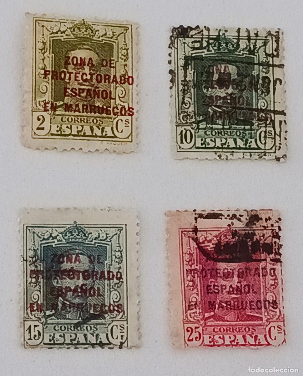 Sellos: Sellos excolonias espa&ntilde;olas Marruecos 1923-1930, edifil 81, 83/84, 86, habilitados