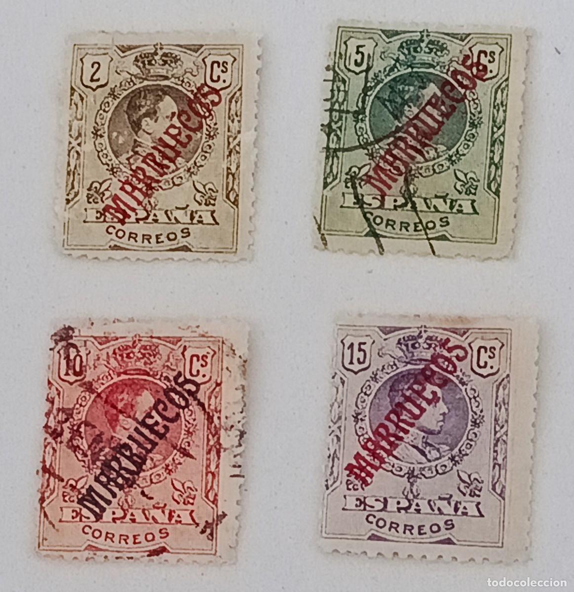 Sellos: Sellos excolonias espa&ntilde;olas Marruecos 1914, edifil 30/33. habilitados.