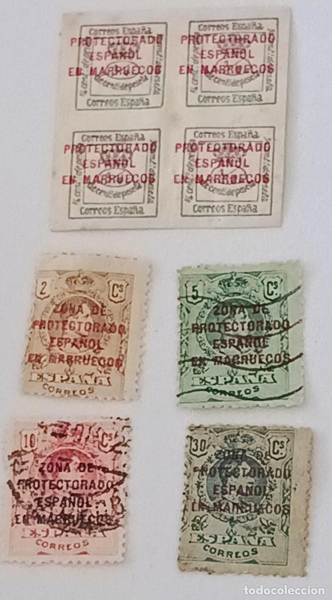 Sellos: Sellos excolonias espa&ntilde;olas Marruecos 1916 - 1920, edifil 57/60, 63, habilitados.