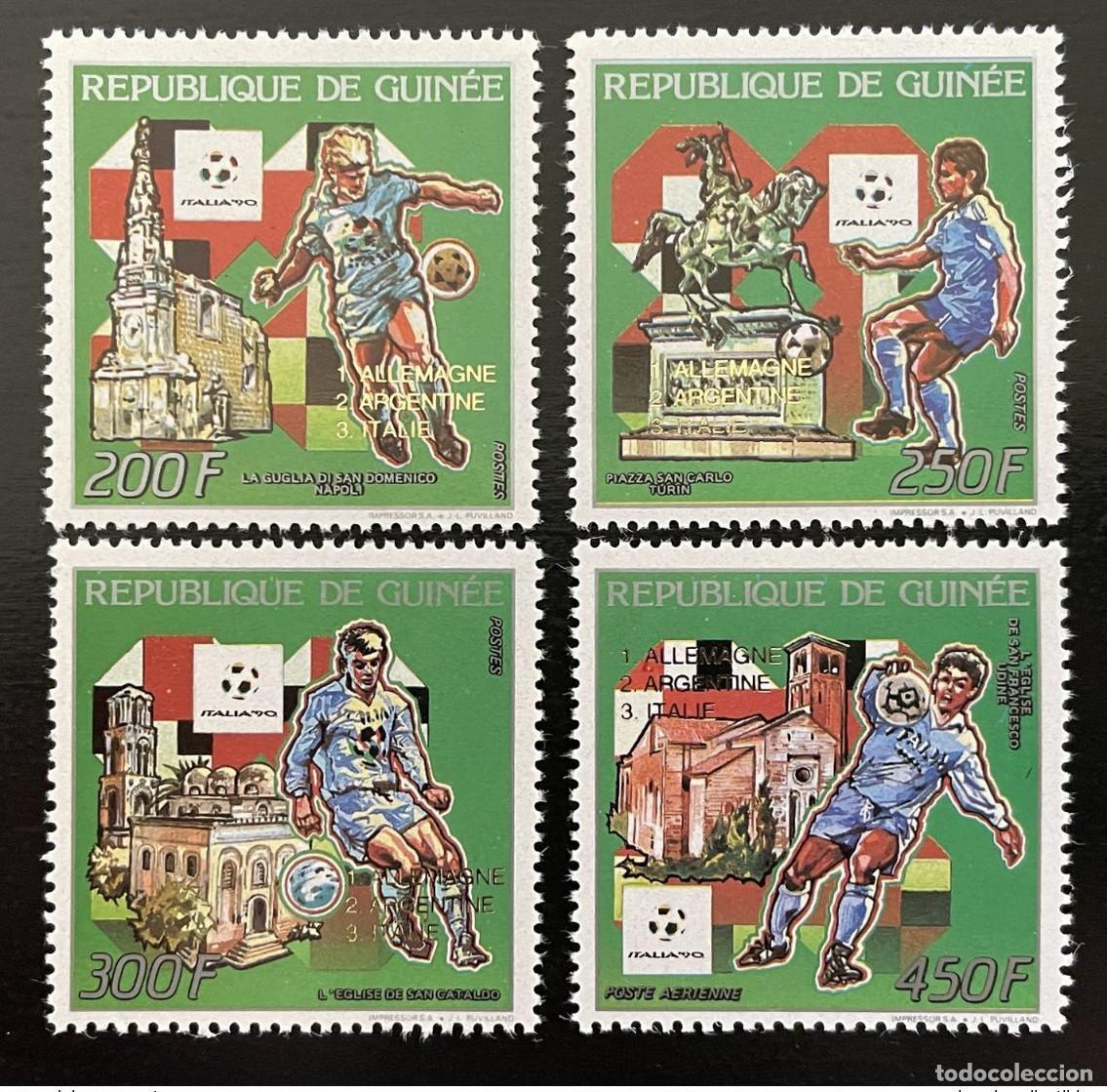 Sellos: Guinea 1990/1993 OR Surch. Mi. 1403-1406AA Italia Copa Mundial de F&uacute;tbol la FIFA