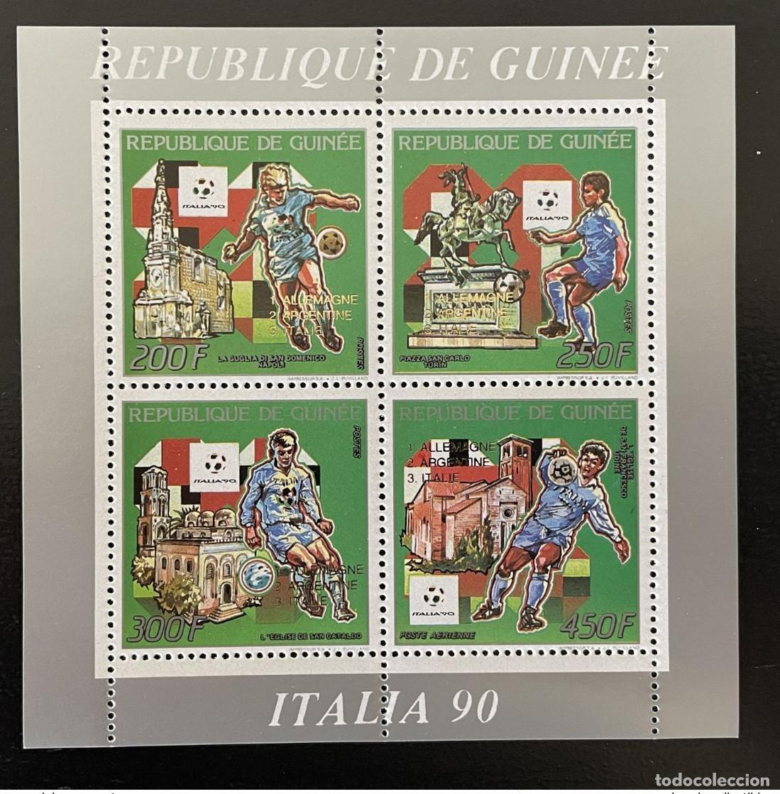 Sellos: Guinea 1990/1993 OR Overloaded Mi. 1403-1406a Klb M/S Italia FIFA Soccer