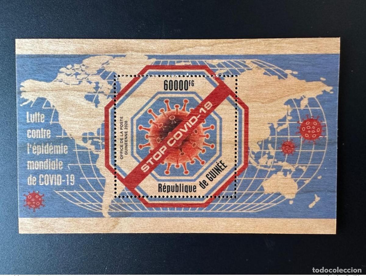 Sellos: Guinea 2020 Mi. Bl. 3307 Combatir el coronavirus COVID-19 Wood
