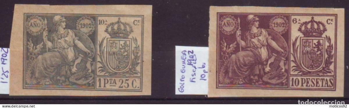 Sellos: ESPA&Ntilde;A. FISCALES GOLFO DE GUINEA 1902. MUY RAROS.. MNH** GOMA ORIGINAL