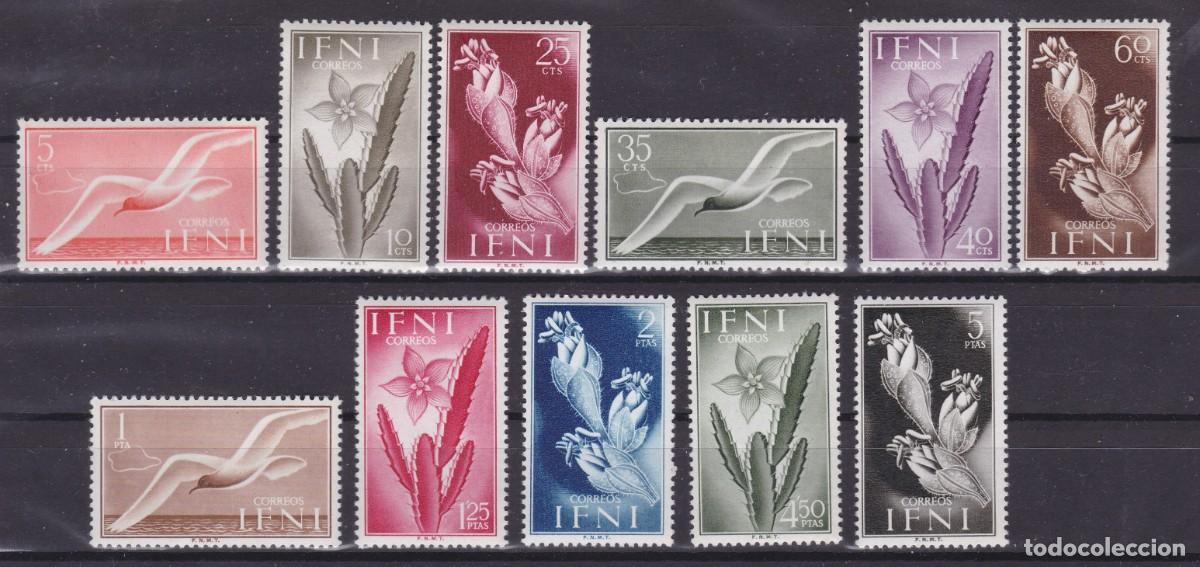Sellos: Ifni 1954. Flora y fauna serie completa nueva sin fijasellos Edifil n&ordm; 103/113**