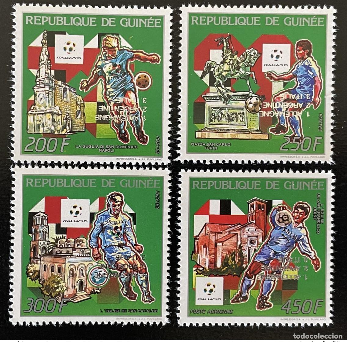 Sellos: Guinea 1990/1993 Plata invertida ovpt Mi. 1403-1406b Italia Copa Mundial de F&uacute;tbol