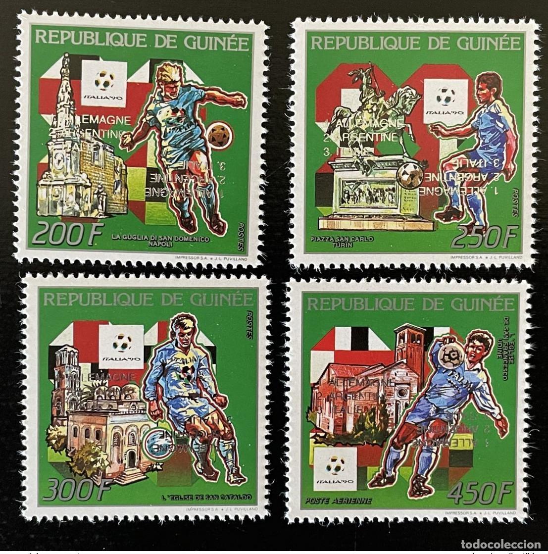 Sellos: Guinea 1990/1993 Plata DOBLE INVERTIDA Mi. 1403-1406b Italia FIFA Football