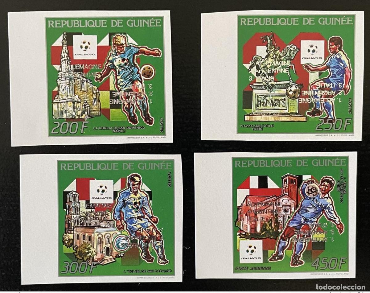 Sellos: Guinea 1990/1993 ND DOUBLE INVERT silver Mi. 1403-1406b Copa del Mundo de F&uacute;tbol