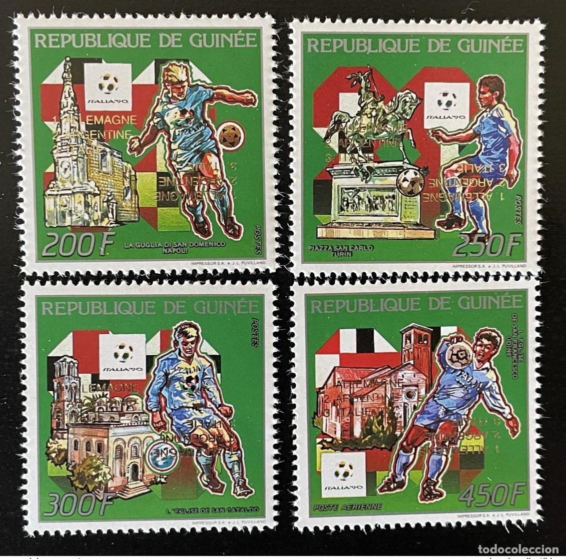 Sellos: Guinea 1990/1993 DOBLE + INVERTIDO O Mi. 1403-1406aa Italia FIFA Football