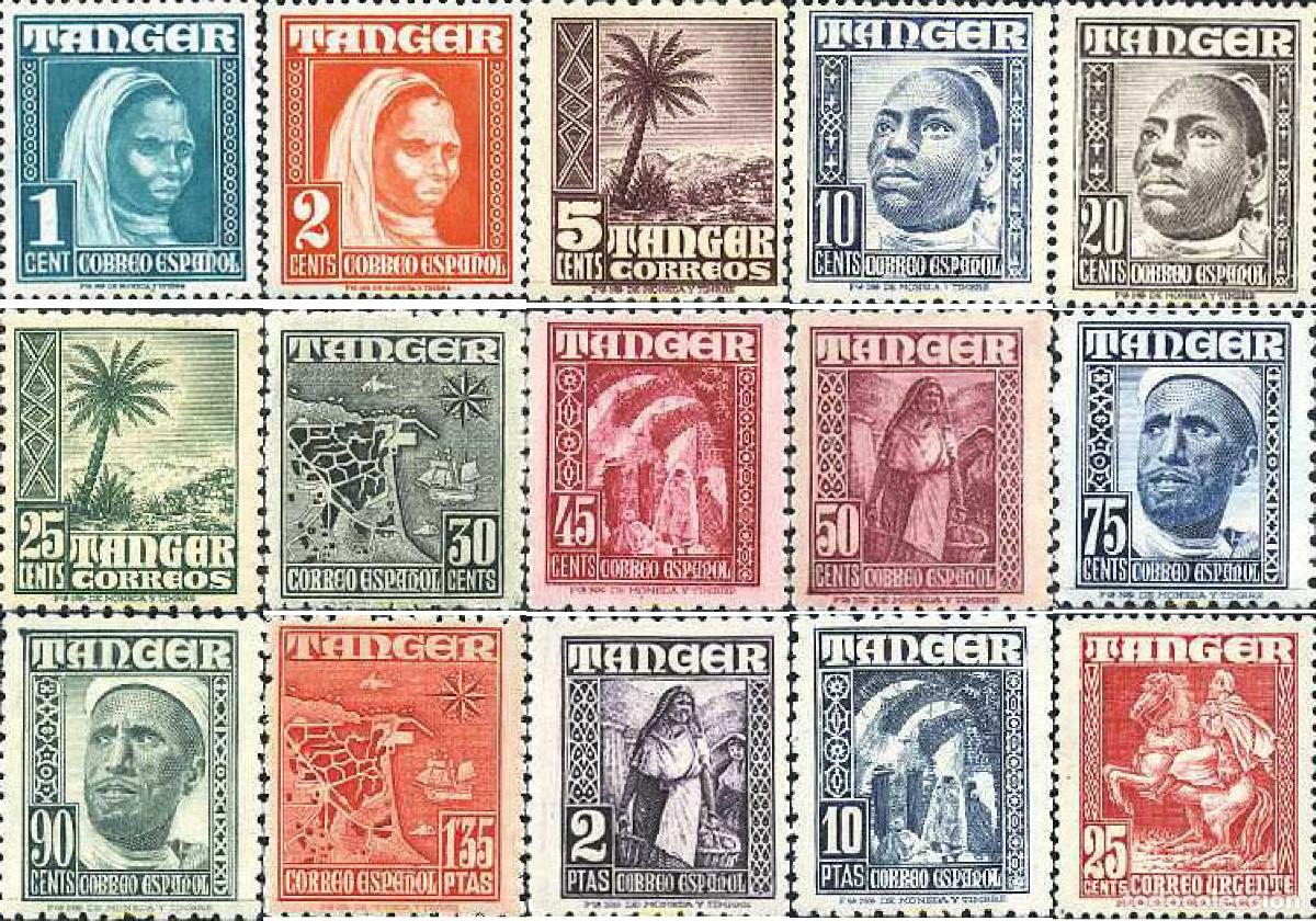 Sellos: 144427 MNH TANGER. Ocupaci&oacute;n Espa&ntilde;ola 1948 INDIGENAS Y PAISAJES