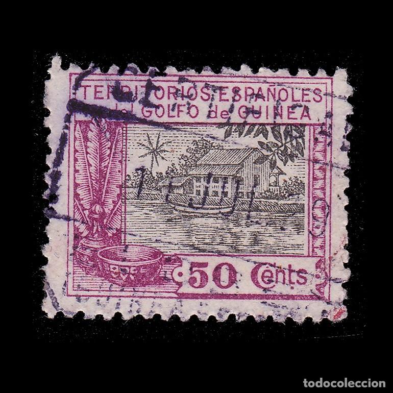 Sellos: GUINEA ESPA&Ntilde;OLA 1924. Casa Nipa. 50c. Matasello. Edifil. 174 + OBSEQUIO.